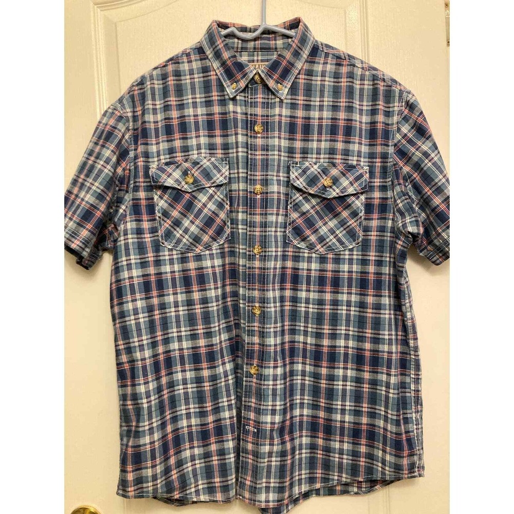 Duluth Trading Co. Plaid Short Sleeve Button Down‎ Shirt Mens